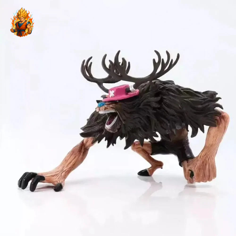 , mais en anglais avec des termes japonais Sa traduction en français pourrait être Figurine One Piece Chopper Hito Hito no Mi