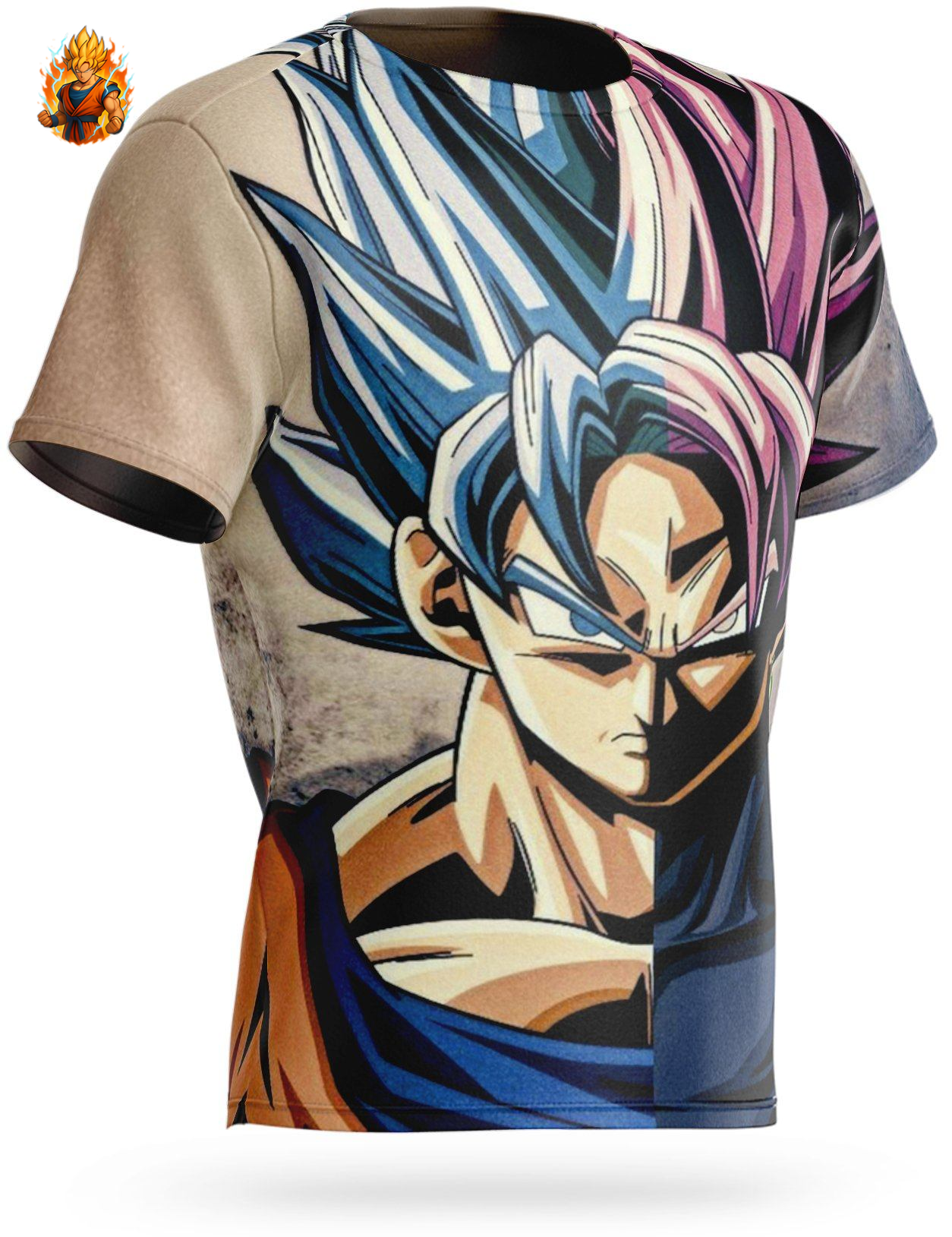 T-shirt Dragon Ball Super Goku Bleu vs Goku Rose-Ma boutique