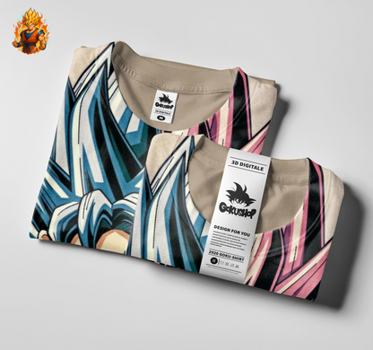 T-shirt Dragon Ball Super Goku Bleu vs Goku Rose