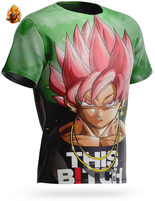 Dragon Ball Super Goku T-shirt noir SSJ rose-Ma boutique