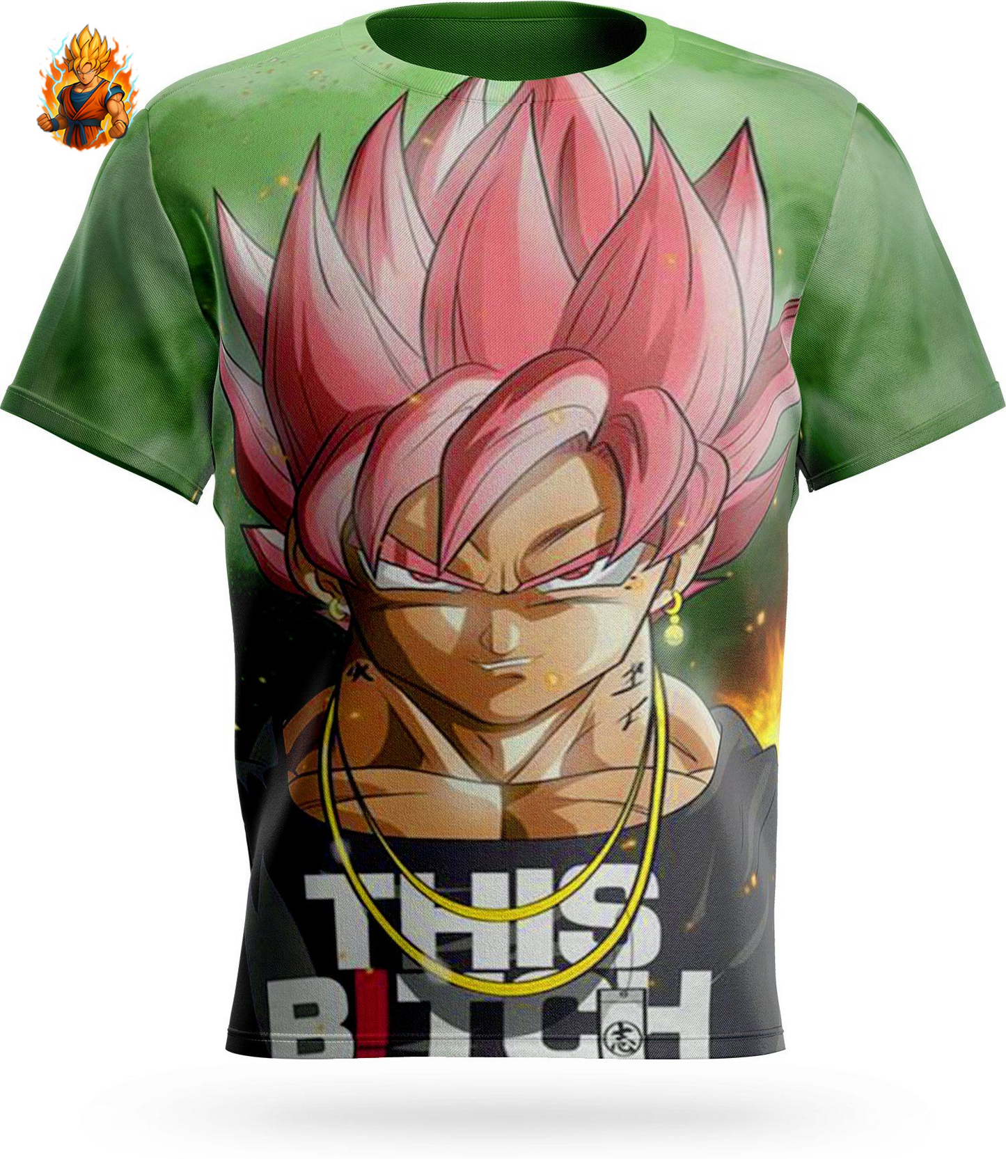 Dragon Ball Super Goku T-shirt noir SSJ rose