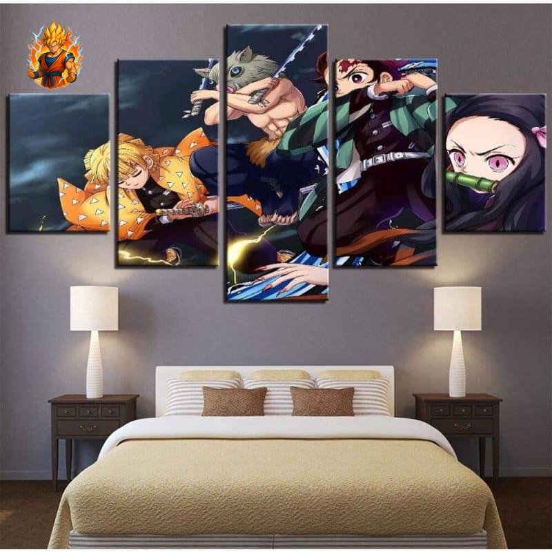 Tableaus de Tanjiro, Nezuko, Zenitsu et Inosuke - Demon Slayer