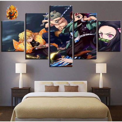 Tableaus de Tanjiro, Nezuko, Zenitsu et Inosuke - Demon Slayer
