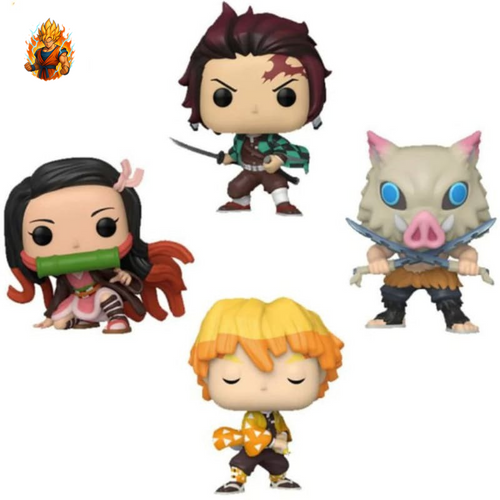 Les 4 figurines POP Tanjiro, Zenitsu, Nezuko et Inosuke - Demon Slayer-Ma boutique