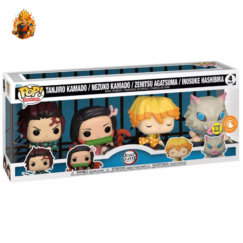 Les 4 Figurines POP Tanjiro, Zenitsu, Nezuko et Inosuke - Demon Slayer