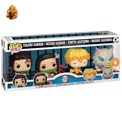 Les 4 Figurines POP Tanjiro, Zenitsu, Nezuko et Inosuke - Demon Slayer