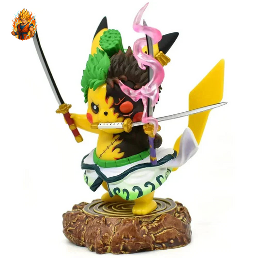 , mais en anglais. Cependant, il contient des noms propres qui sont universels. Une traduction possible pourrait être Figurine de cosplay de Pokémon One Piece Lorenor Zorro.-Ma boutique